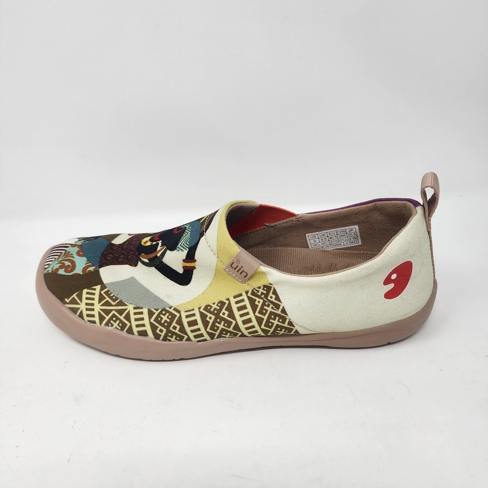UIN Slip On Shoes Women's 9M Walking Canvas Art African Beauty Travel Multi